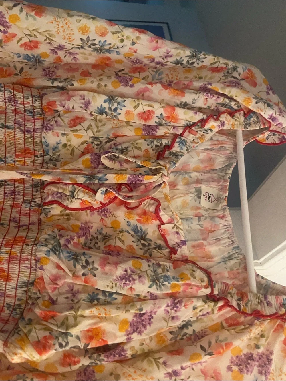 Floral Smocked Peasant Blouse - White Multi
